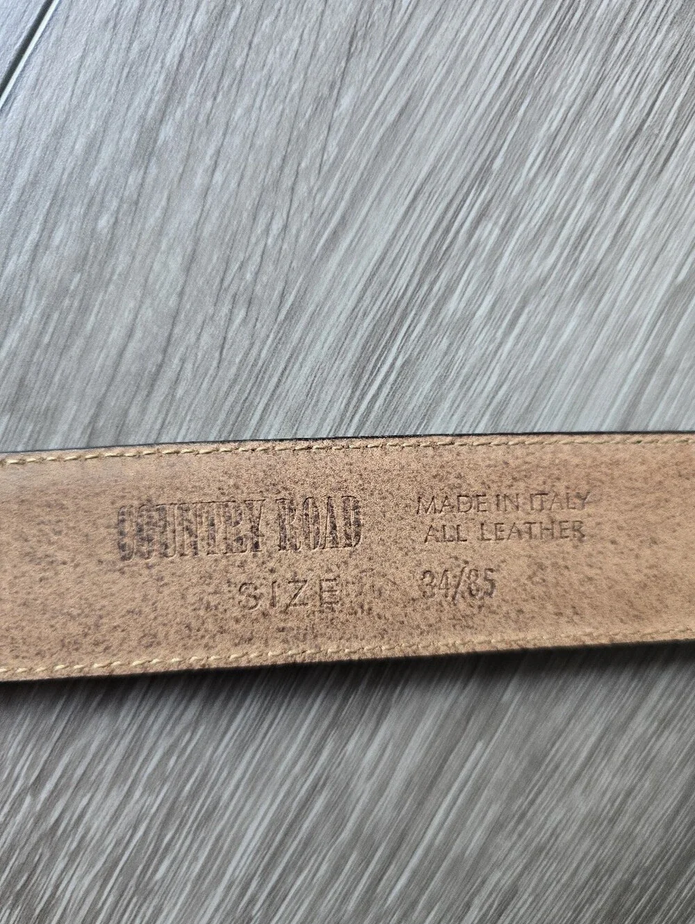 Country Road Mens Black Leather Belt Solid Brass Buckle Made in Italy 34/85